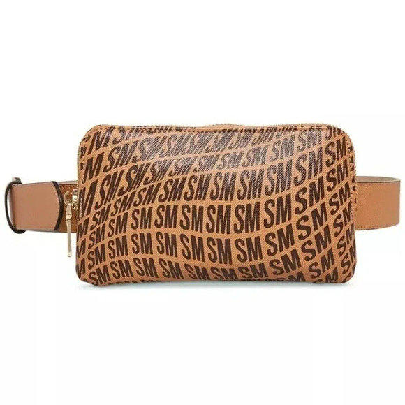 Steve Madden Women's Warped Logo-Print Faux Leather Belt Bag Size L (MSRP $54) - Picture 1 of 12